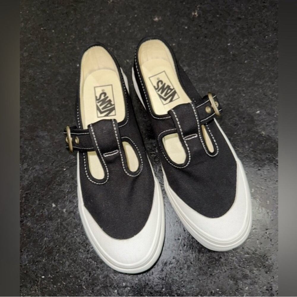 NEW VANS STYLE 93 BLACK CANVAS WHITE RUBBER MARY JANE SNEAKERS BUCKLE SZ 9.5 - Picture 8 of 13